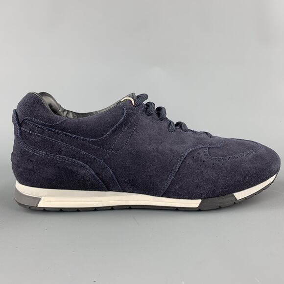 NEIL BARRETT Size 10 Navy Suede Lace Up Sneakers - Picture 1 of 1